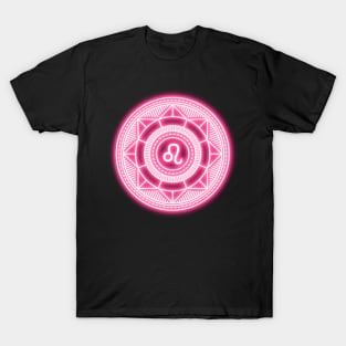 Pink Neon Leo Zodiac Sign T-Shirt